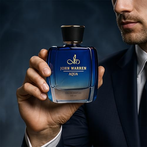 Image of JOHN WARREN AQUA Luxury Perfume For Men, Aqua Long-Lasting Eau De Parfum with Grapefruit,Nutmeg and Jasmine, Fresh & Strong Everyday Fragrance-100 ml