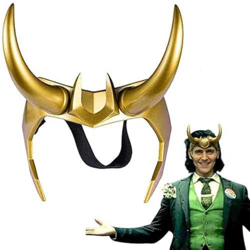 Loki - Casco de cuernos con corona, casco Loki con cuernos, cosplay, TV, serie Loki, película Thor Ragnarok Loki, máscara de corona para cosplay, accesorio de disfraz de Halloween