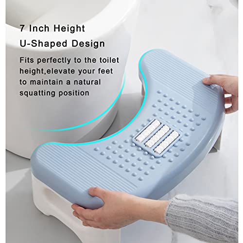 Lxiangn Foldable Bathroom Toilet Stool,7 Inch Non-Slip Squatty Potty Toilet Stool Footstool Toilet Assistance Step For Pregnant Women,Adults,Children,Fit For All Toilets（Blue） #TOP5