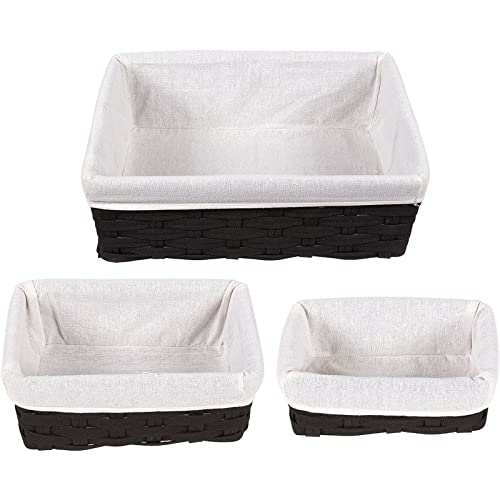 Juvale Wicker Nesting Baskets With Liners, Black Storage Organizers For Shelves (5 Piece Set) #TOP1