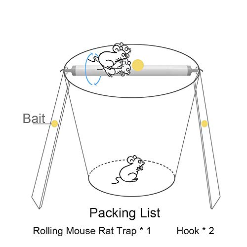 StarRoad PVC high-Speed Rolling Mouse Trap Bucket Mousetrap Continuous Capture Log Catch Mice Rat Traps Include No Need Drilling Required Fit 5 Gallon Buckets (White)