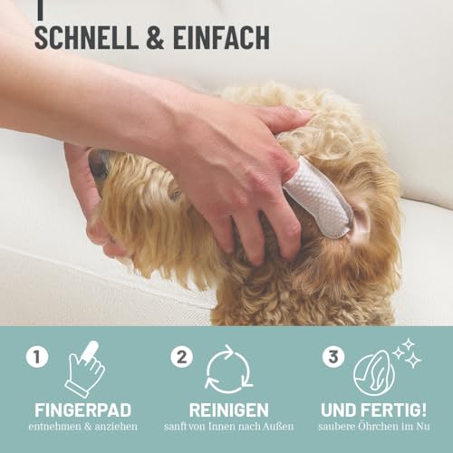 ReaVET Ohrenpflege Finger-Pads für Hunde & Katzen 50 Stück – Sanfte Ohrreinigung I Ohrpflege Reinigungspads Fingerpads für die Ohrenhygiene, sanfter Ohrenreiniger zur Pflege & Reinigung