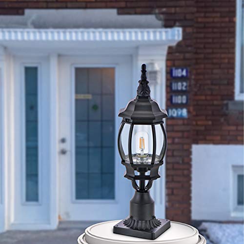 Lamp Post Outdoor Lighting Manble Post Lantern with E26 Base Clear Glass Exterior Pole Lamp for Patio Waterproof 2 Pack (Bulb not inclunded)