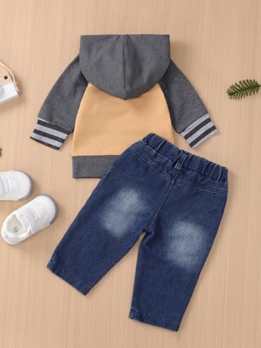 Baby Boy Clothes Toddler Boy Outfit Fall Winter Hoodie Ripped Jeans Clothing 2 3T 6 12 18 24 Month3