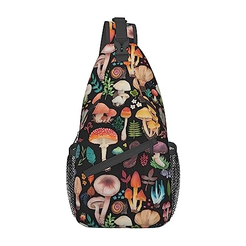 Mushroom Sling Bag - Crossbody Backpack for Women & Men, Travel & Hiking, Mushroom Decor2