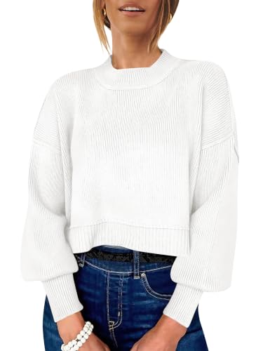 Image of ANRABESS Cropped Sweaters for Women Long Sleeve Oversized Fall Outfits