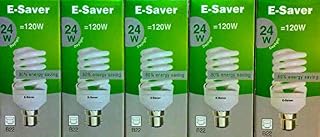 E-Saver - CFL Full Spiral - Energy Saving Light Bulbs -24w = 120 Watt - (Pack of 3) - Daylight 6400k  Bayonet Light Bulb (B22- B22d) - Great for SAD - Snooker, Pool, Hobbies, Crafts, Photography