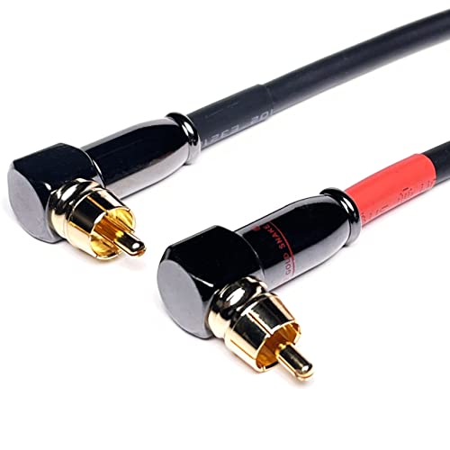 Image of CESS-167-1f RCA Right Angle to Straight Type Male to Male Preamp Jumpers Patch Cable, 2 Pack (1 Foot)