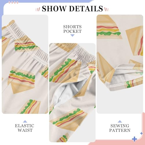 Funny Sandwich Boys Long Pants Soft Trousers Elastic Waist Kids Lounge Bottoms with Pockets S-XL4