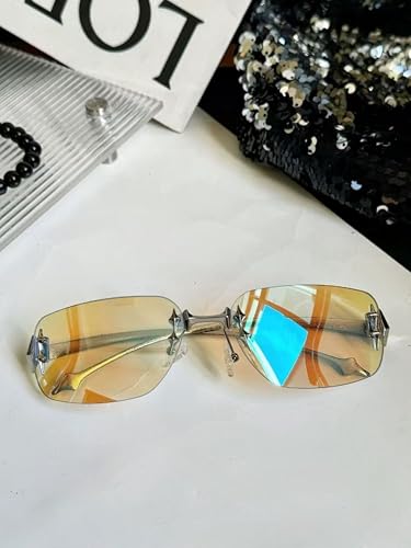 Fashionable Men's and Women's Sunglasses Y2K Sunglasses Metal Sunglasses Cool Transparent Frameless Glasses4