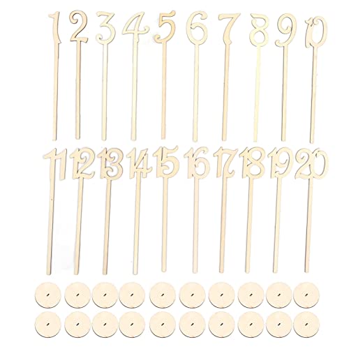 Números de mesa de madera del 1 al 20, soportes para números de mesa de bricolaje de estilo vintage, decoración de mesa de madera de álamo reutilizable con soportes para bodas,