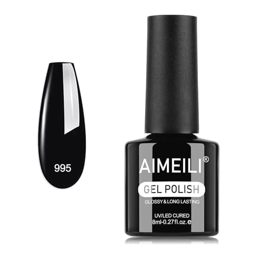 AIMEILI Esmalte Semipermanente Gel UV para Uñas Negro 8ml Gel de Uñas Soak Off para Manicura Brillo y Duradero Aplicación con Lámpara UV/LED Ideal Nail Art Salon Home DIY, 995