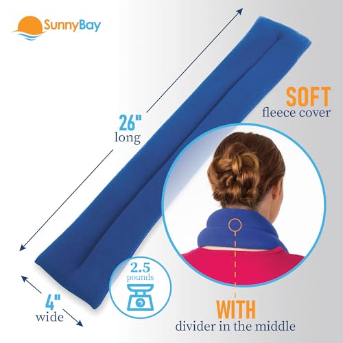 Image of SunnyBay Microwavable Heating Pad for Neck and Shoulder, Heated Neck Wrap, Microwave Heat Pad, Weighted Beanbag Moist Hot or Cold Compress, 2.2 lbs, 26x4 Inches, Sky Blue