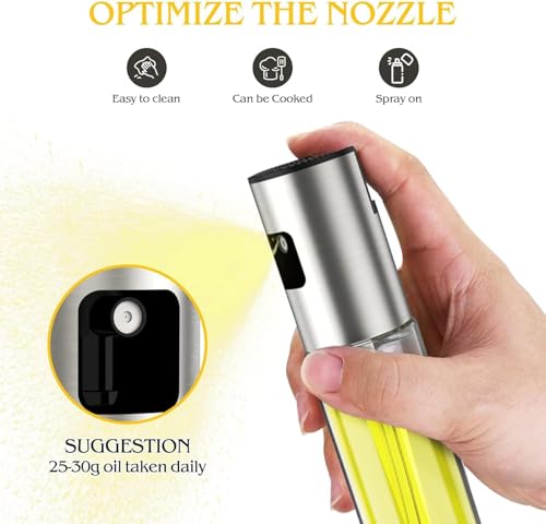 Image of Olive Oil Sprayer for Cooking, Glass Dispenser Bottle Spray Mister, Refillable Food Grade Vinegar Spritzer Sprayer for Air Fryer, Salad, Baking, Grilling, Frying (100ML Oil Sprayer)