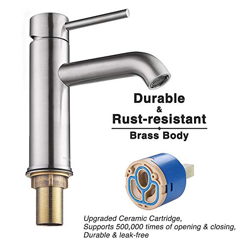 Aquaterior Bathroom Sink Faucet Single Handle Rv Lavatory Commercial Bathroom Faucet Bathtub Basin Vanity Faucets Brushed Nickel Cupc Nsf Cec #TOP4