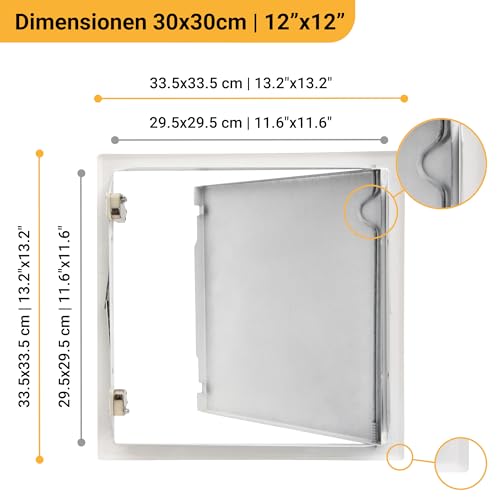 Proxinova Revisionstür 300 x 300 mm, Tür mit Drucköffnung für Wand im Freien, strapazierfähig, Inspektionstür aus Metall zur Wartung von Wasserzähler, Gas, Stromzähler