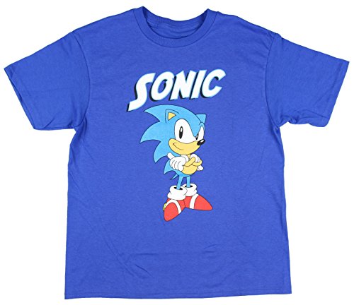 Sonic The Hedghog Sonic Big Boys T-Shirt (Medium) Blue #TOP7