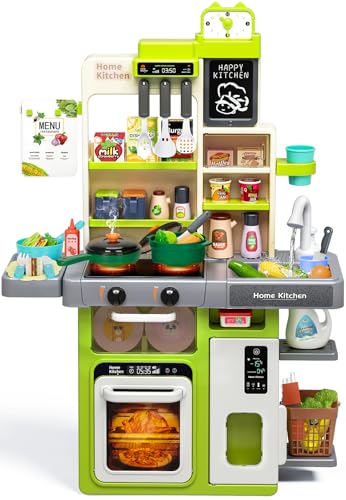 Comparison: Best Kitchen Set For Toddlers 7 Kids Play Kitchen Set, Toddler Kitchen Playset with Sound & Light, Cooking Stove with Steam, Play Sink, Play Food Toy and Kitchen Accessories, Kitchen Toy for Kids Girls Boys (31.5 * 22 * 8.6in)