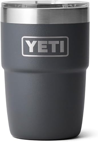 Miniatura 3 de YETI Rambler - Vaso apilable de acero inoxidable con tapa MagSlider, 8 onzas, color carbón
