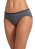 Jockey Women's Underwear Seamfree Sporties Stripe Bikini, jet grey, 6