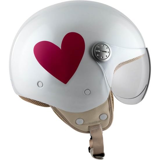 Casco Abierto Edicion Especial Ruiz - Blanco con Corazon Rosa T-XS