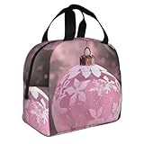 LRHCNZDCP Mooie kerstbal prints geïsoleerde picknick lunchtassen voor mannen vrouwen, opvouwbare koeltas thermische draagtassen voor werk picknick camping school strand