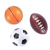 BESTOYARD 3 Stücke Mini Sportbälle Gastgeschenke Fußball Stress Ball Schaum Sportbälle für Kinder (Fußball, Basketball, Rugby)