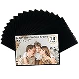 Mingting Magnetic Picture Frame, Holds 2.5X3.5 Inches Pictures, Reusable Black Magnet Fridge Photo S