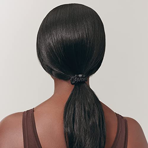 Slip Silk Skinny Scrunchies - Black - 100% Pure 22 Momme Mulberry Silk Scrunchies For Women - Hair-Friendly + Luxurious Elastic Scrunchies Set (4 Scrunchies) #TOP3
