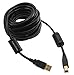 20 Feet Hi-Speed USB 2.0 A-Male to B-Male Cable with Two Ferrite Cores, 20-AWG, Gold Plated , Black