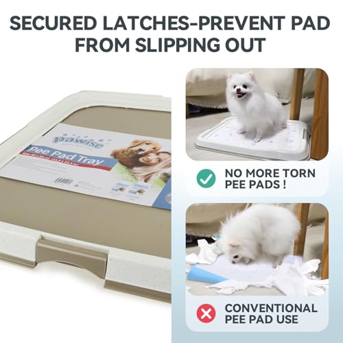 Image of Pawise Dog Pee Pad Holder for Puppy, Puppy Pad Holder Tray, Pet Training Pee Pad, Indoor Potty Tray for Senior Dogs, Dog Toilet for Newborn Puppies, 23.5 inch x 23.5 inch