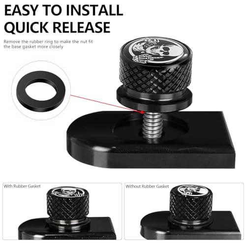 Image of 1 /4 inch-20 Thread Stainless Knurled Fender Rear Seat Bolt Screw with Knob Cover Tab Mount Kits Fits for Harley Touring Sportster Softail Dyna CVO Fatbob Electra Glide Street Glide 1996-2025