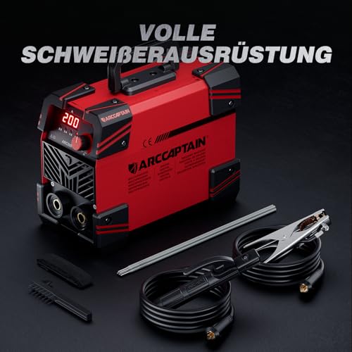 ARCCAPTAIN ARC200 Elektroden Schweißgerät, 200A IGBT DC MMA Inverter-Schweißgerät mit robustem Eckschutz, Heißstart, Anti-Stick, Arc-force
