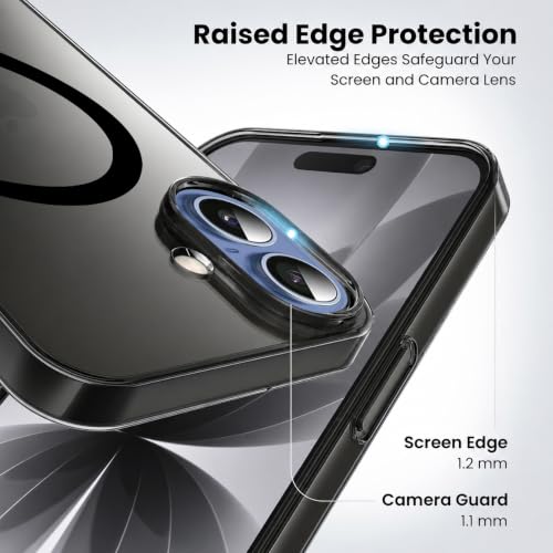 Image of Elzzi Anti Scratch Semi Translucent Cover for iPhone 16 Case, Premium PC + TPU Magnetic Phone Cases Drop Proof, Compatible with Magsafe Slim Never Yellowing Shockproof