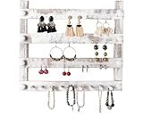 Large Jewelry Organizer w/ 51 Slots for Necklaces, 54 Slots for Earrings and 9 Slots for Rings,...