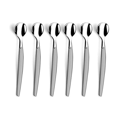 Lou Laguiole Jet 6 cucharas de café expreso Moka, Inoxidable 18/0, Acero Arenado
