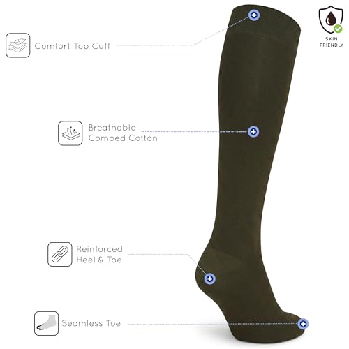 Image of Mysocks Knee High Socks for Women Men Combed Cotton Seamless Toe Tall Long High Socks