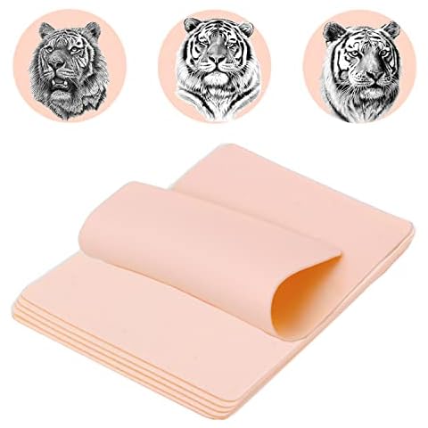 PIXESTT Tattoo Skin Practice, Double Sides fake skin for Tattoo Supplies, Tattoo Kit, for Beginners and Experienced Tattoo Artists. (5 Sheets) Cover