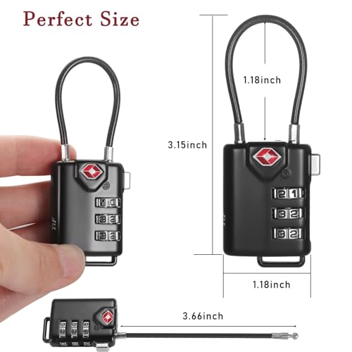 Image of TSA Locks for Luggage, 2 PCS, Small Combination Lock | TSA Approved, For Locker, Travel Suitcase, Gun Case, Backpack Zipper, Ammo Can, Includes 2PCS Spare 007 Master KEY