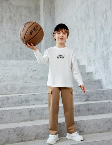 Arshiner Boys Cargo Pants Kids Elastic Waist Casual Athletic Jogger Sweatpants Open Bottom Baggy Pants with Pockets 5