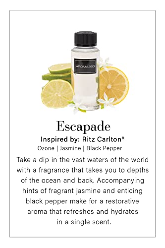 Aroma360 - Escapade Fragrance Oil Scent - Luxury Aromatherapy Scent Diffuser Oil - Hints Of Lemon, Ocean, Bergamot, & Fragrant Jasmine - For Essential Oil Diffusers - For Home & Office - 120Ml #TOP3