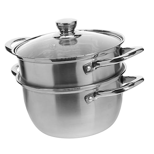 Amosfun Baño María Olla De Vapor De Acero Inoxidable Doble Resistente Corrosión Para Cocinar Al Vapor