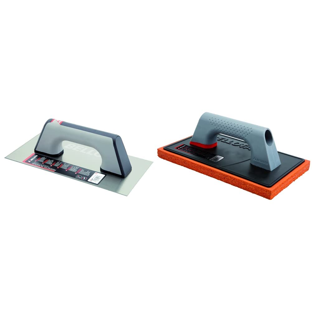 Bellota 5861-1 BIM INOX - Llana recta de acero inoxidable (300x150mm) con mango bimaterial + 5889 - Llana talocha de esponja mango de plástico (280x160 mm)