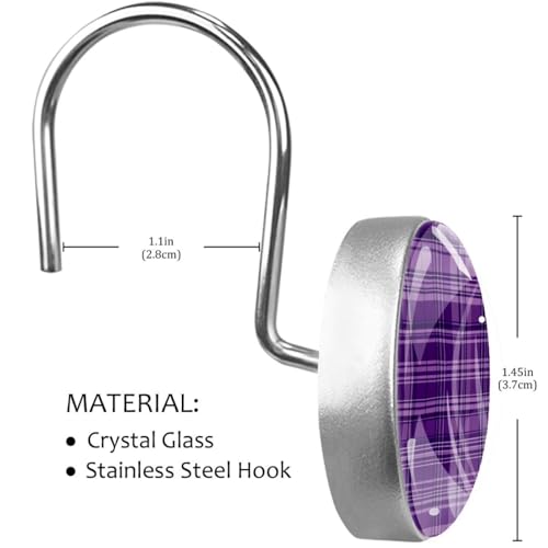 Ganchos para cortina de ducha de cristal retro morados para baño y salón, 12 ud 4