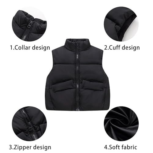Boys Girls Vest Solid Down Winter Warm Sleeveless Outerwear Kids Puffer Vest Girls Hooded Sleeveless Jacket Padde2