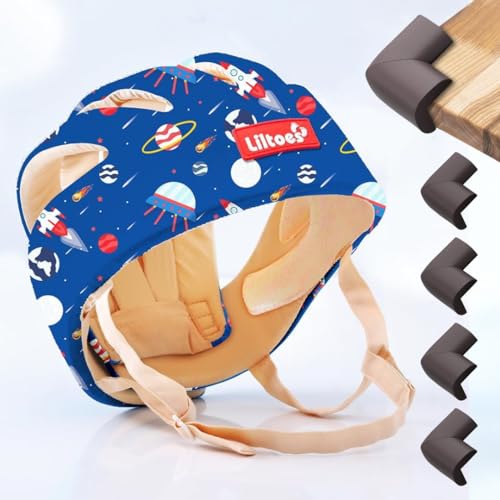 Image of Baby Safety Products Combo | LILTOES Baby Head Protector + Edge Guard for Safety of Kids 6M to 3 Years | Baby Safety Helmet with Corner Guard Protection (Spaceship+Corner)