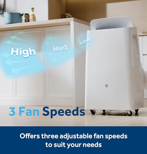 GE 8,000 BTU DOE Smart Portable Air Conditioner for Rooms up to 350 Sq Ft, Compact 3-in-1 AC with Dehumidifier & Fan, Auto Evaporation No-Drain, Remote, Window Kit Included - Image 8