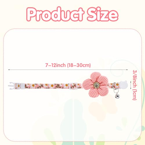 Image of YUXIANLB Dog Kitten Collar Cute Pink Floral Collars with Bell for Daily Walks Parties Birthday Fashionable Adjustable Small Puppy Cat Accessory for Small Pets Soft Comfortable Nylon Collar for Pets