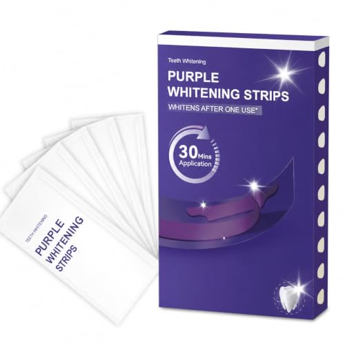 ONISWELL Purple Teeth Whitening Strips (7 Strips) | Peroxide-Free & Sensitivity-Free Enamel-Safe Oral Care with PAP & Hydroxyapatite | Self-Dissolving Strips for Yellow Stain Removal For Men & Women