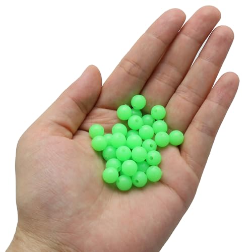 DGZZI 100PCS Fishing Supply Plastic Bait Luminous Fishing Bead Fluorescent Green Fishing Line Bead Suitable for Tackle Making or Bait Fishing
